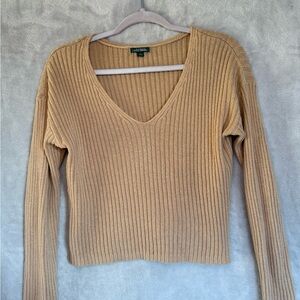 Wild Fable Tan V-Neck Ribbed Sweater